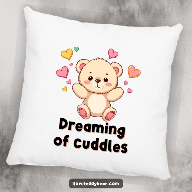 Funny Teddy Bear Pillow: A plush pillow depicting a teddy bear juggling hearts, bringing cozy charm and a message of love.