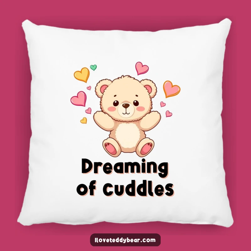 Funny Teddy Bear Juggling Hearts Pillow: Cozy Comfort with Love