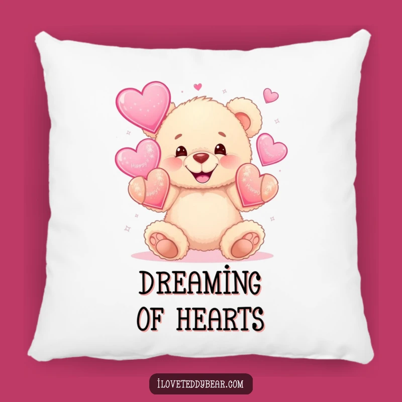 Funny Juggling Hearts Bear Pillow: Cozy Up with Love!