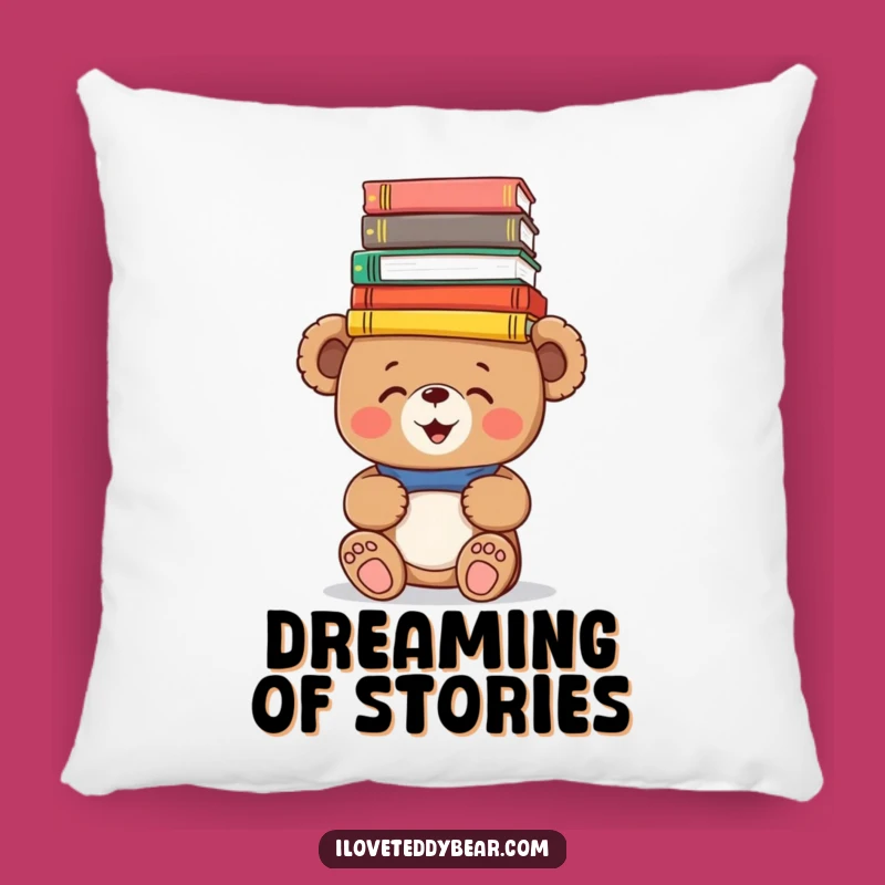 Funny Book Bear Pillow: Cozy Teddy Balancing Books, Comfy and Hilarious Decor Accent