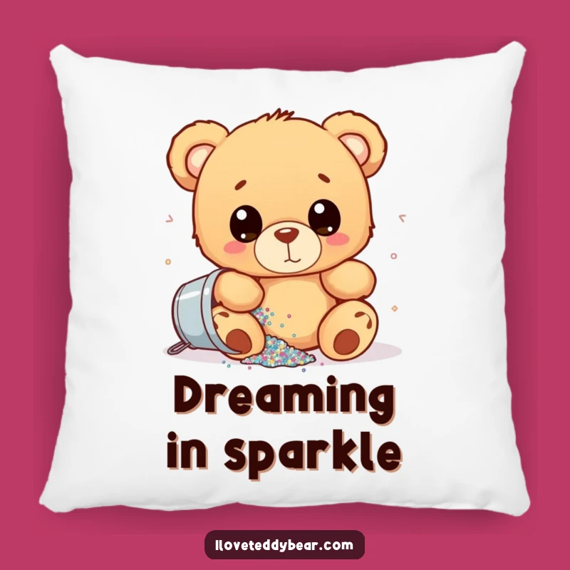 Funny Glitter Spill Teddy Bear Pillow: Soft & Sparkly, Adorable Funny Gift