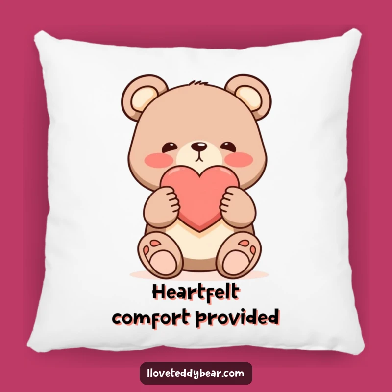Funny Shy Bear Heart Pillow - Comfy Cartoon Art for Cozy Romance