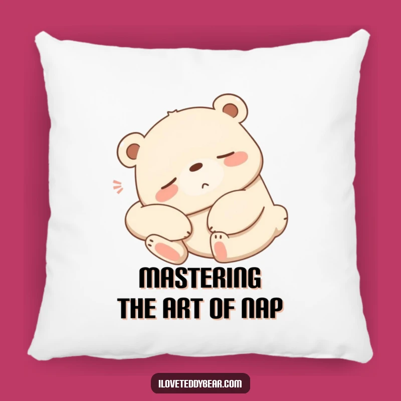 Funny Sleepy Bear Pillow - Comfy Cartoon Art for Nap Time