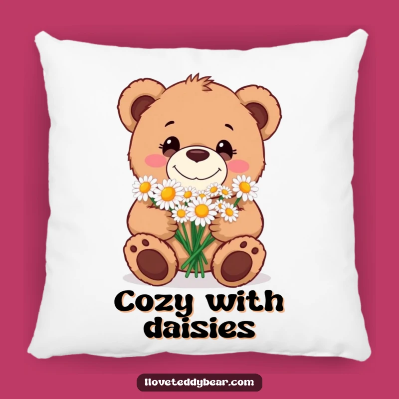 Funny Teddy Bear Daisy Bouquet Pillow: Cozy Comfort & Sweetness - Sweet Gift