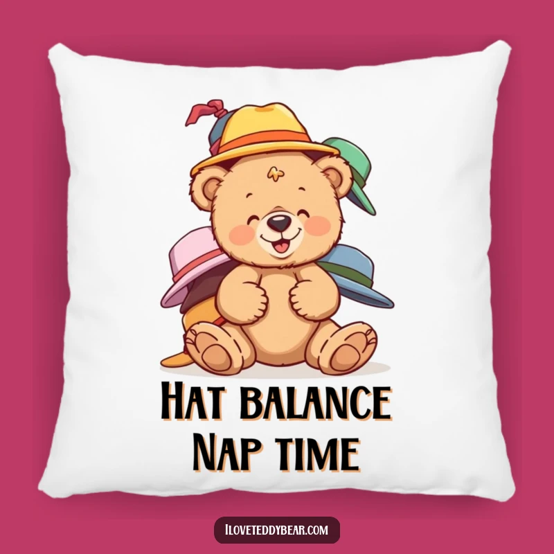 Funny Teddy Bear Hats Pillow: Cozy Giggling Comfort