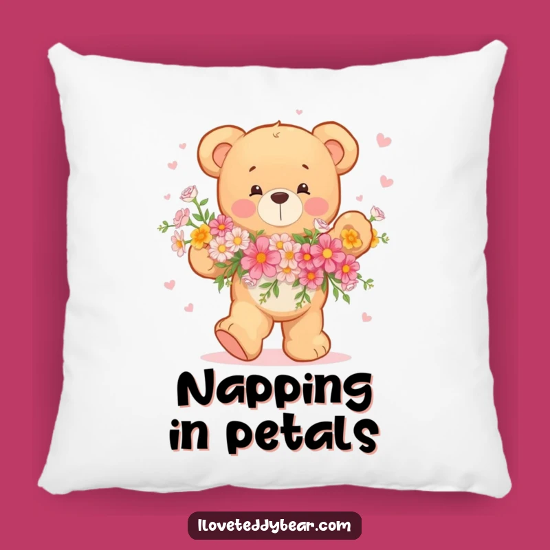 Soft Funny Teddy Bear Dancing Flowers Pillow: Cuddle Up with Joy!