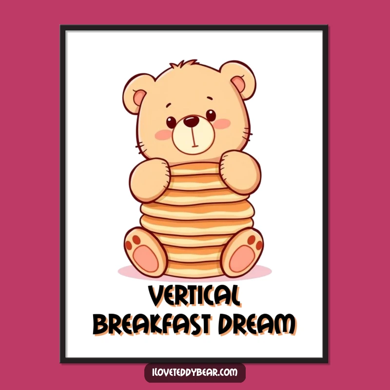 Funny Pancake Bear Digital Art: Instant Breakfast Wall Decor