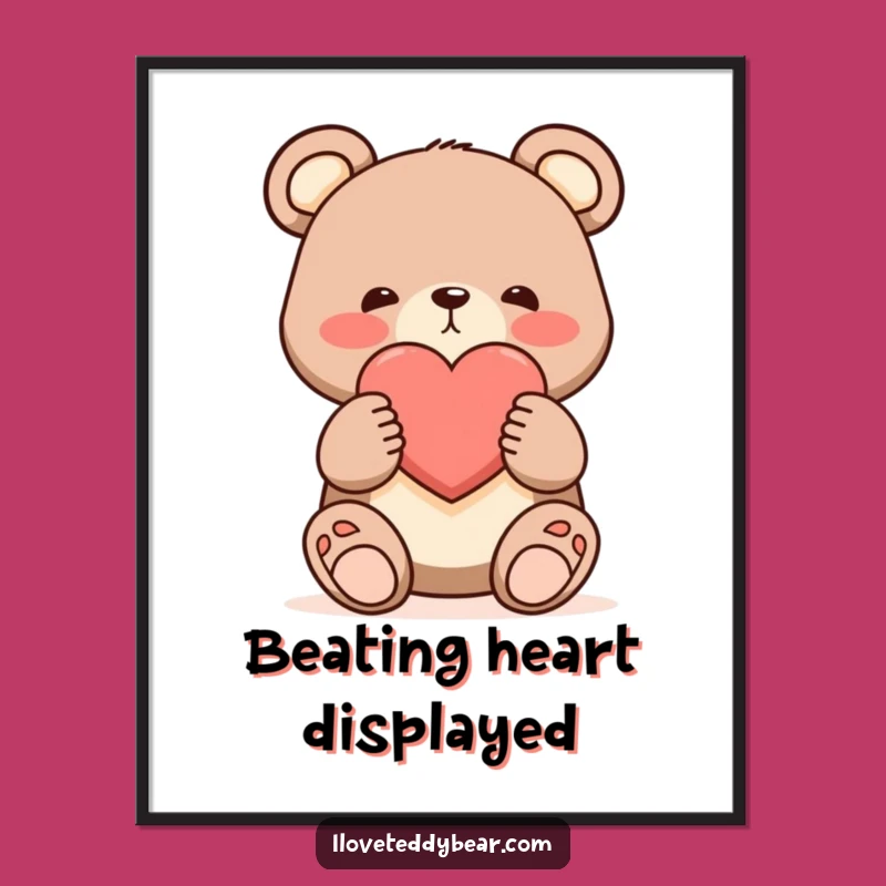Funny Shy Bear Heart Digital Art - Instant Romantic Decor for Sweet Homes