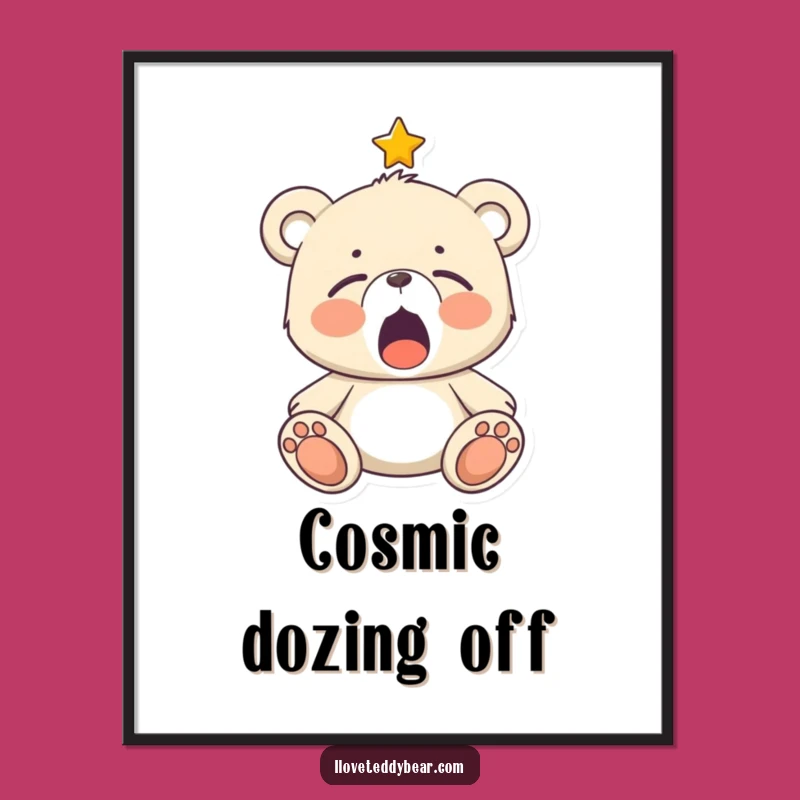 Funny Sleepy Teddy Bear Star Digital Art: Dreamy Wall Decor