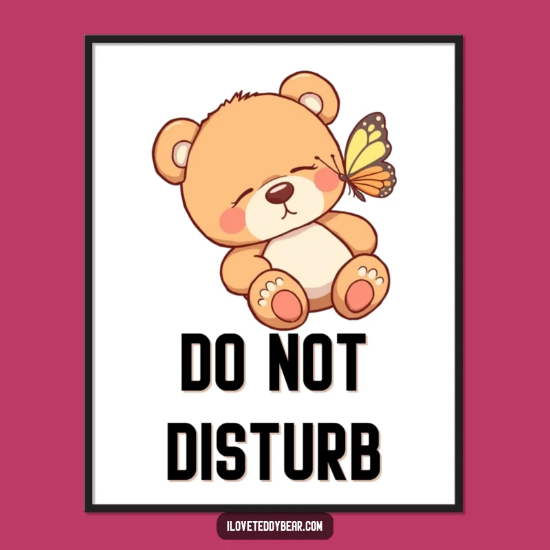Funny Teddy Bear Butterfly Digital Art - Whimsical Wall Decor & Instant Amusing Gift