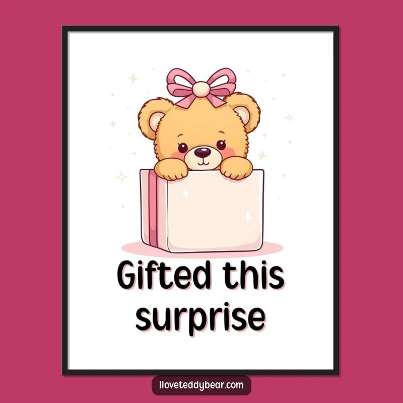 Funny Teddy Bear Peeking Digital Art - Instant Playful Surprise Decor