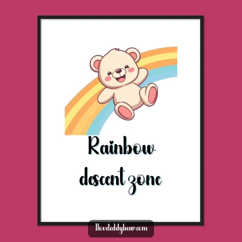Funny Teddy Bear Rainbow Slide Digital Art: Instant Joyful Decor!