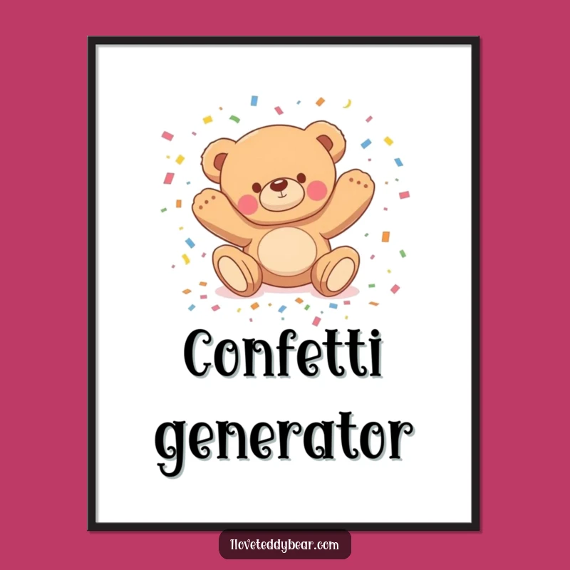 Funny Tripping Teddy Bear Digital Art - Instant Confetti Celebration Print