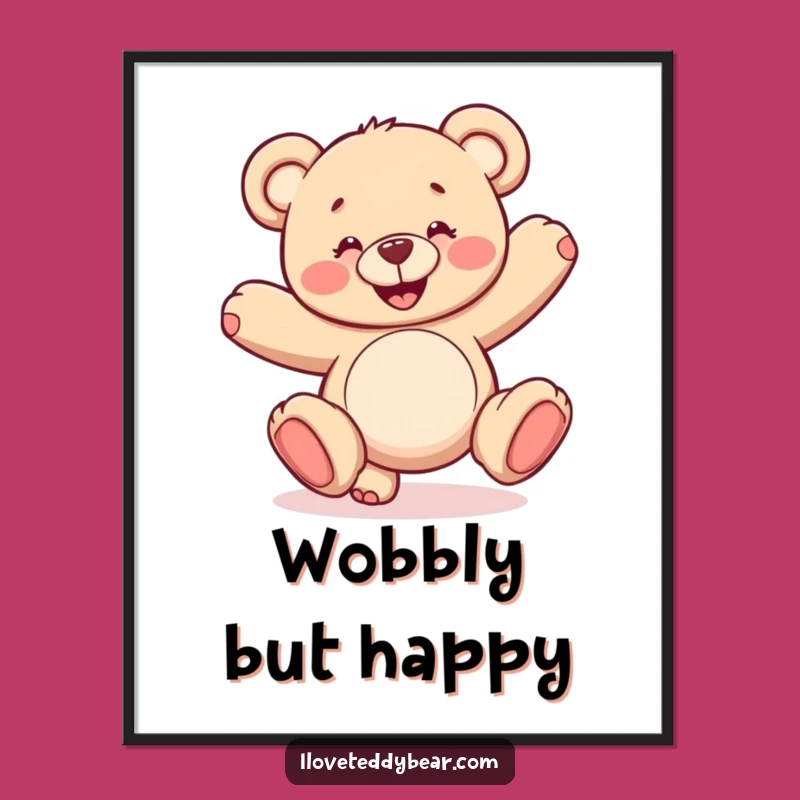 Funny Wobbly Cartwheel Teddy Bear Digital Art - Hilarious Wall Decor & Instant Gift