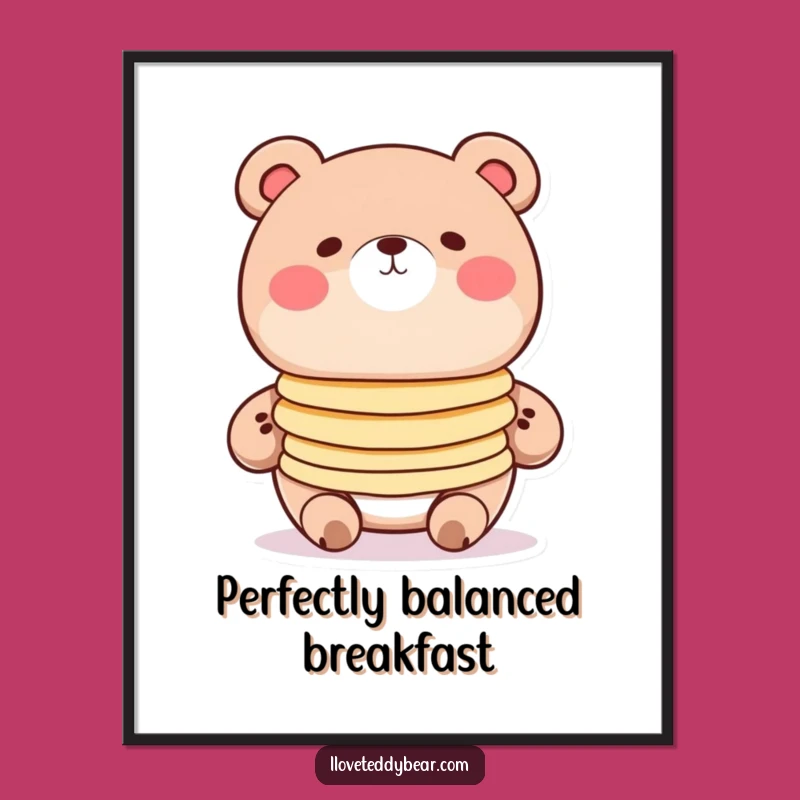 Funny Pancake Bear Digital Art - Instant Cartoon Decor for Breakfast Lovers