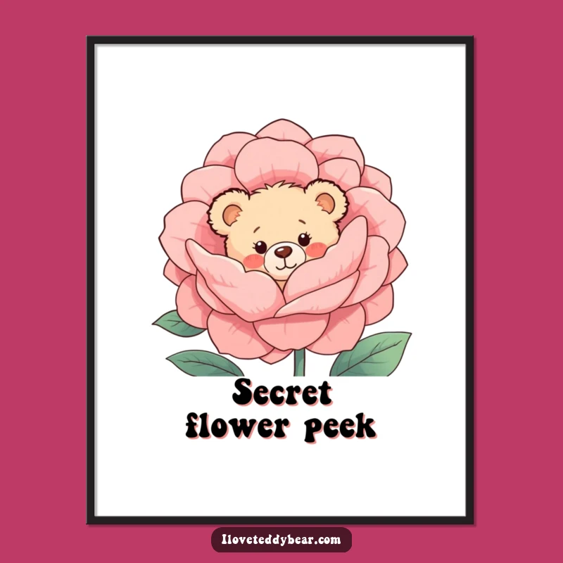 Funny Shy Bear Digital Print: Instant Teddy Peeking Art, Sweet and Funny Decor Download