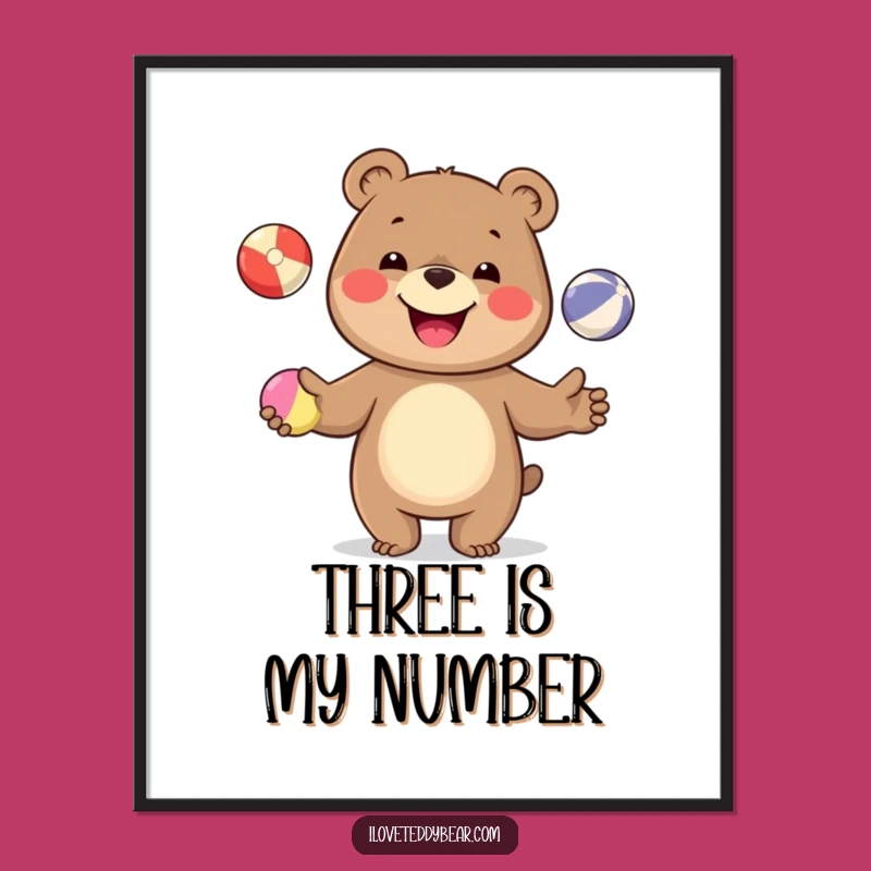 Funny Juggling Bear Digital Art: Instant Joyful Decor, Playful Gift Printable