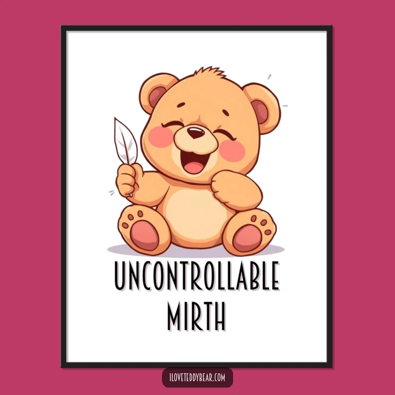 Funny Tickled Teddy Bear Digital Art Print: Instant Giggling Decor, Perfect Funny Gift
