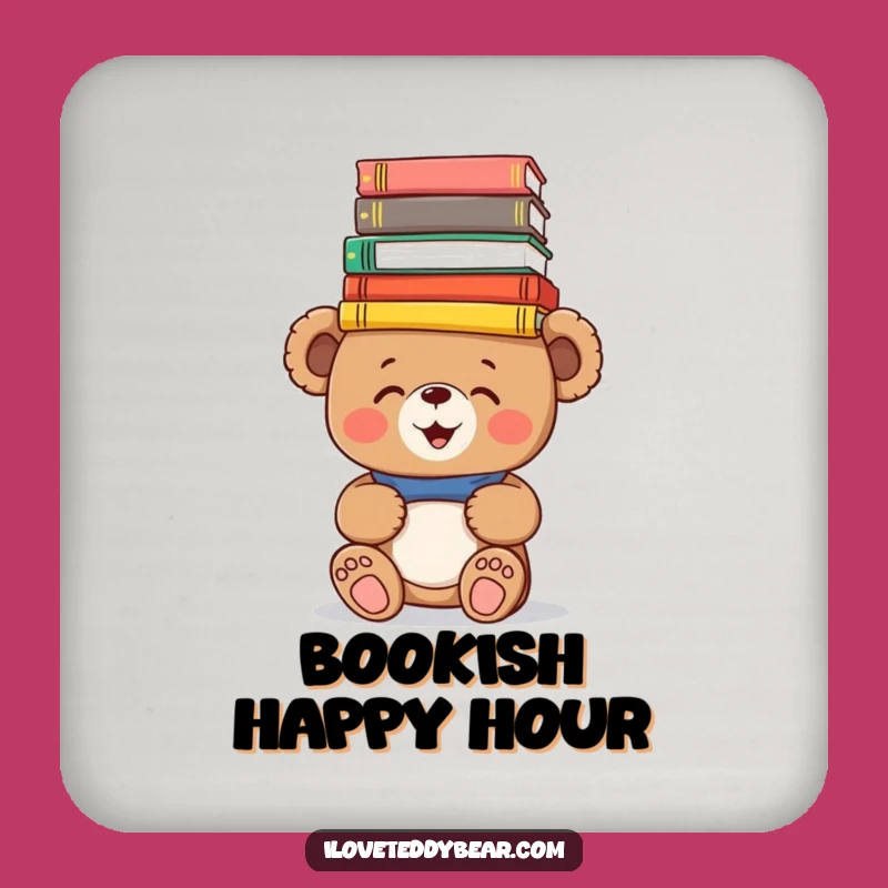 Funny Book Bear Coasters: Set of Teddies Balancing Books, Protect Surfaces Hilariously