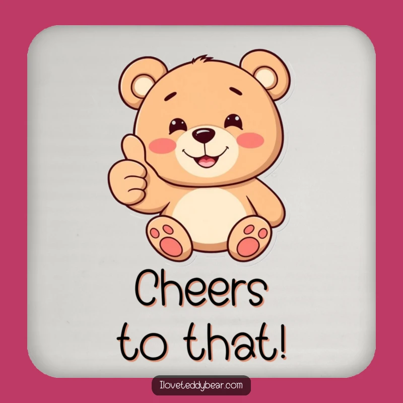Funny Teddy Bear Thumbs Up Coaster: Protect Surfaces with Positivity