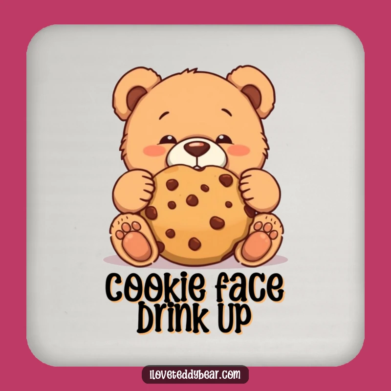 Funny Teddy Bear Cookie Face Drink Coaster: Protect Surfaces Discreetly