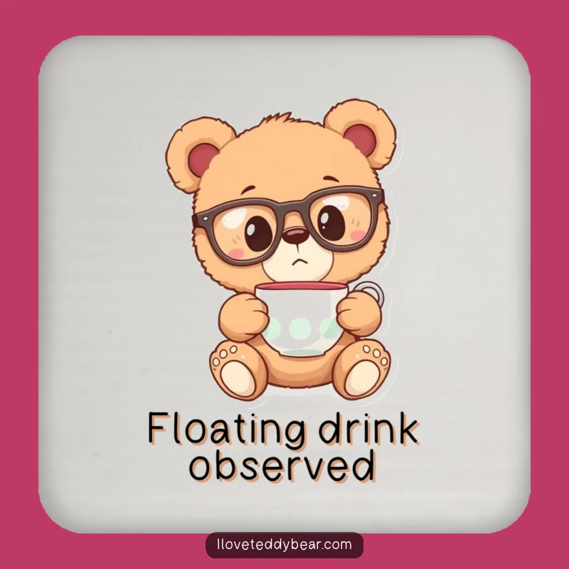 Funny Teddy Bear Glasses Coaster - Protect Surfaces with Whimsy