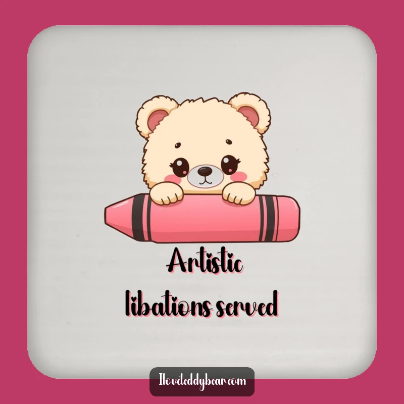 Funny Bear Crayon Peek Coaster Set - Protect Surfaces with Humorous Art