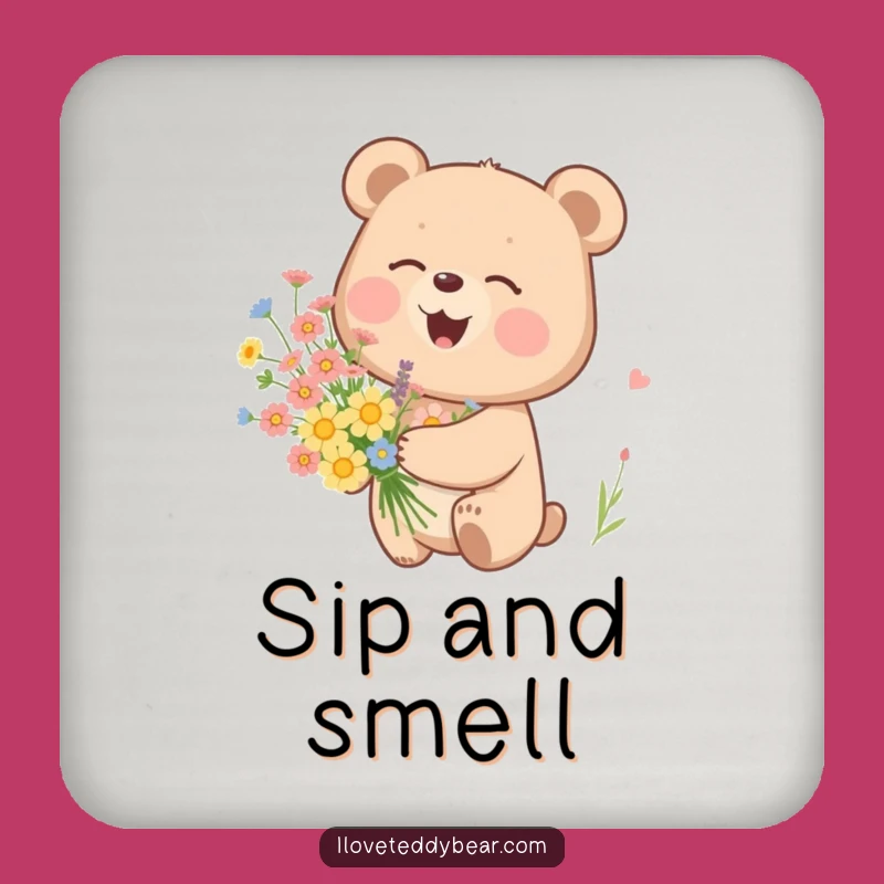 Funny Giggling Bear Coasters: Protect Surfaces with Floral Flair