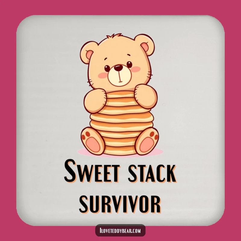 Funny Pancake Bear Coaster: Protect Surfaces with Breakfast Humor