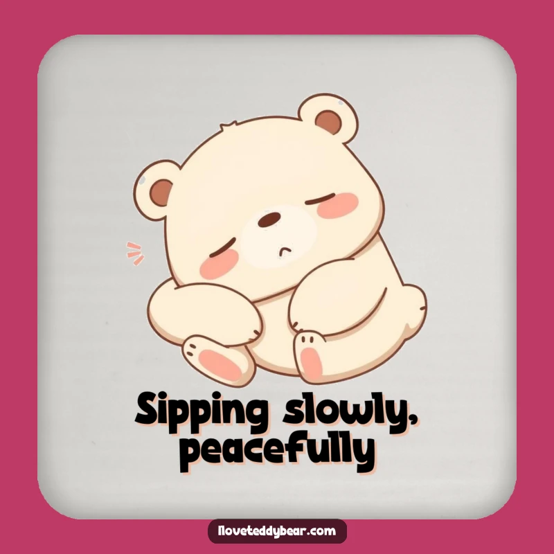 Funny Sleepy Bear Coaster Set - Protect Surfaces with Relaxing Art