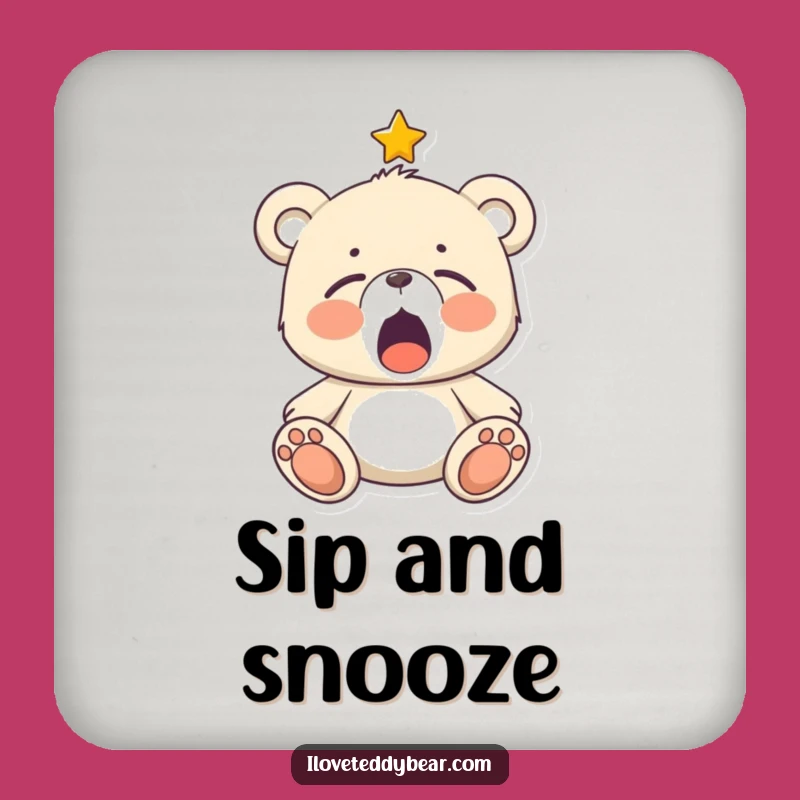 Funny Sleepy Teddy Bear Star Coaster: Cozy Drink Decor