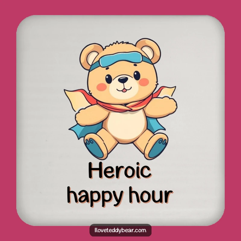 Funny Superhero Teddy Bear Coaster - Protect Surfaces with Heroism!