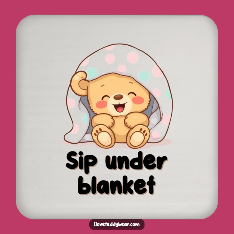 Funny Teddy Bear Blanket Giggle Coaster - Protect Surfaces with Cuteness