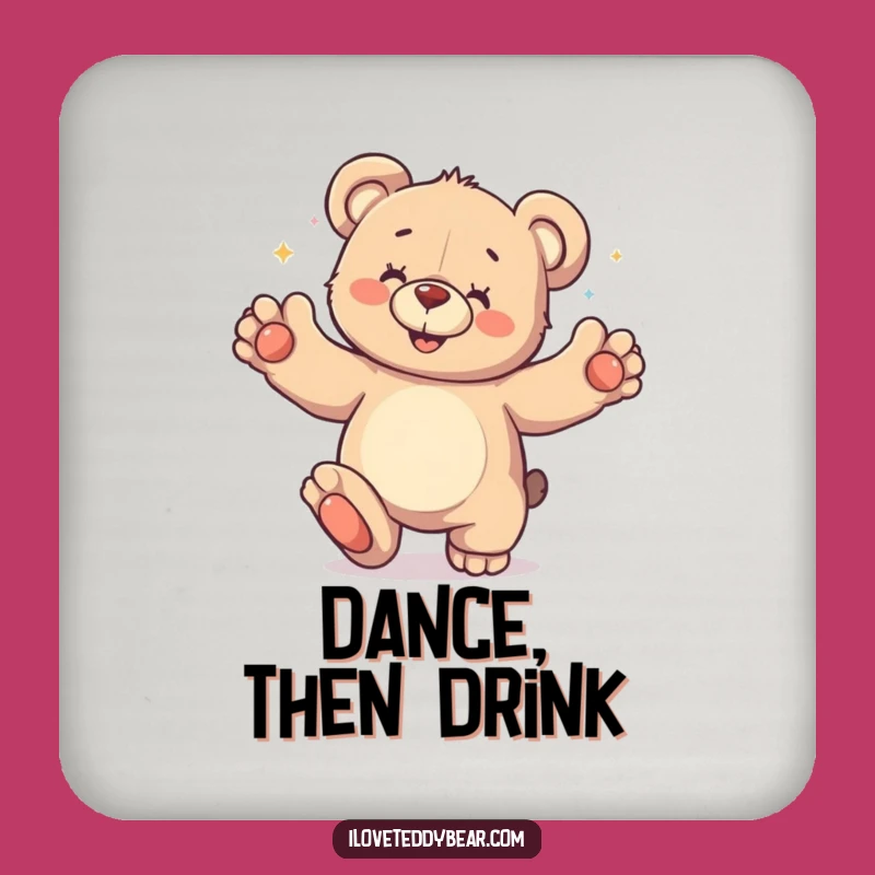 Funny Teddy Bear Dance Party Coaster: Protect Surfaces with Rhythm - Cute Gift