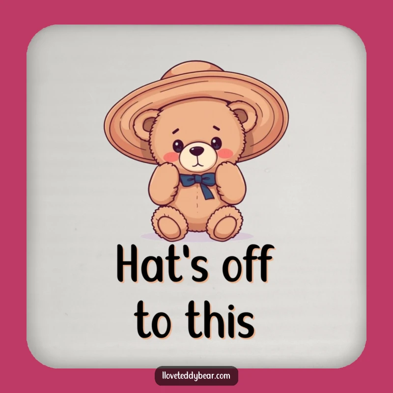 Funny Teddy Bear Hat Mishap Coaster: Protect Tables with Giggles - Cute Gift