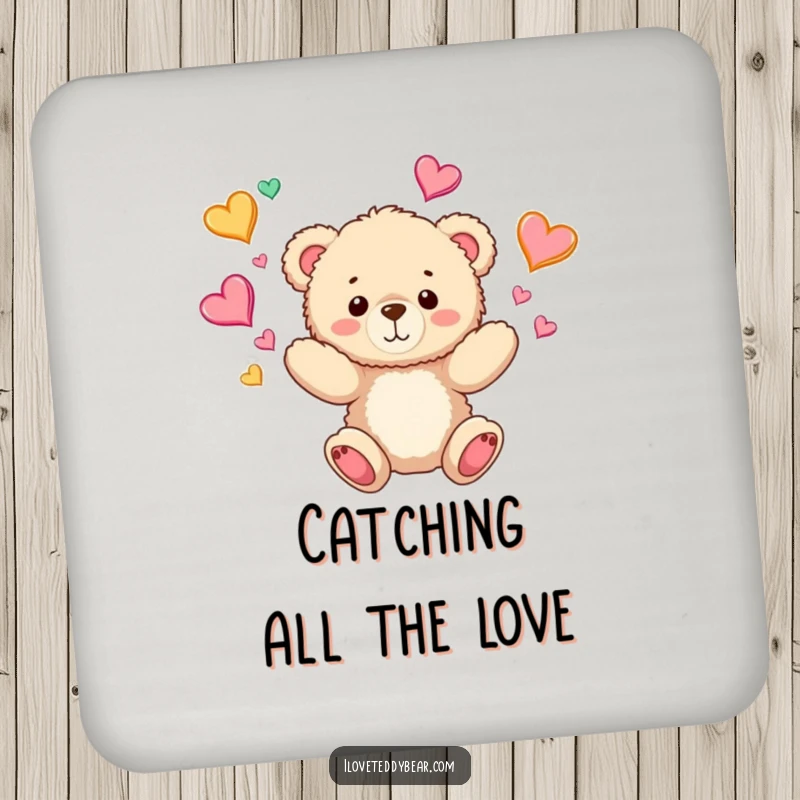 Funny Teddy Bear Coasters: A set of coasters showing a teddy bear juggling hearts, adding a touch of love and playful decor.