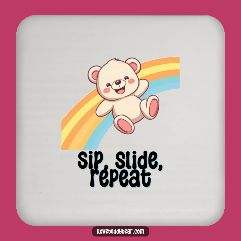 Funny Teddy Bear Rainbow Slide Coaster Set: Sip with a Smile!