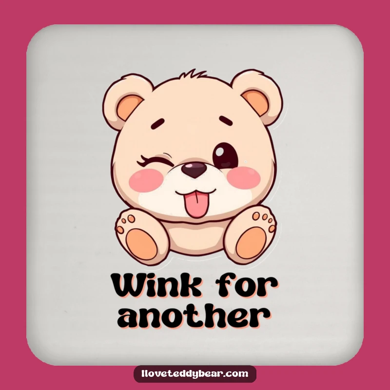 Funny Teddy Bear Winking Coaster: Playful Drink Protection