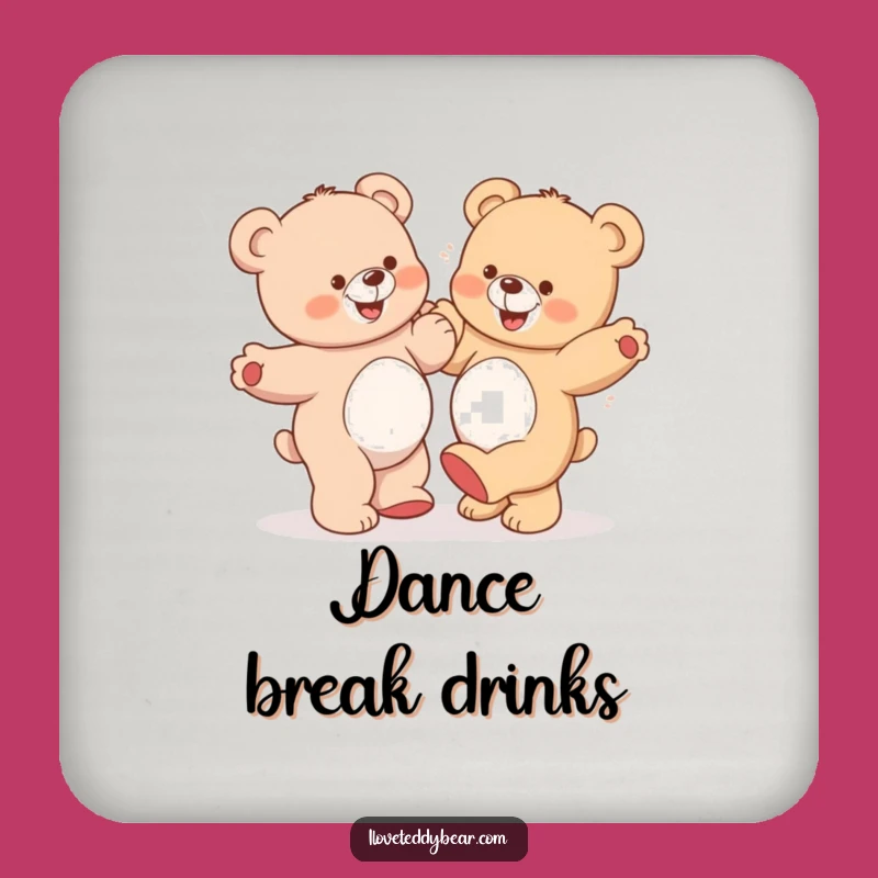 Funny Teddy Bears Dancing Coasters: Protect Surfaces with Fun