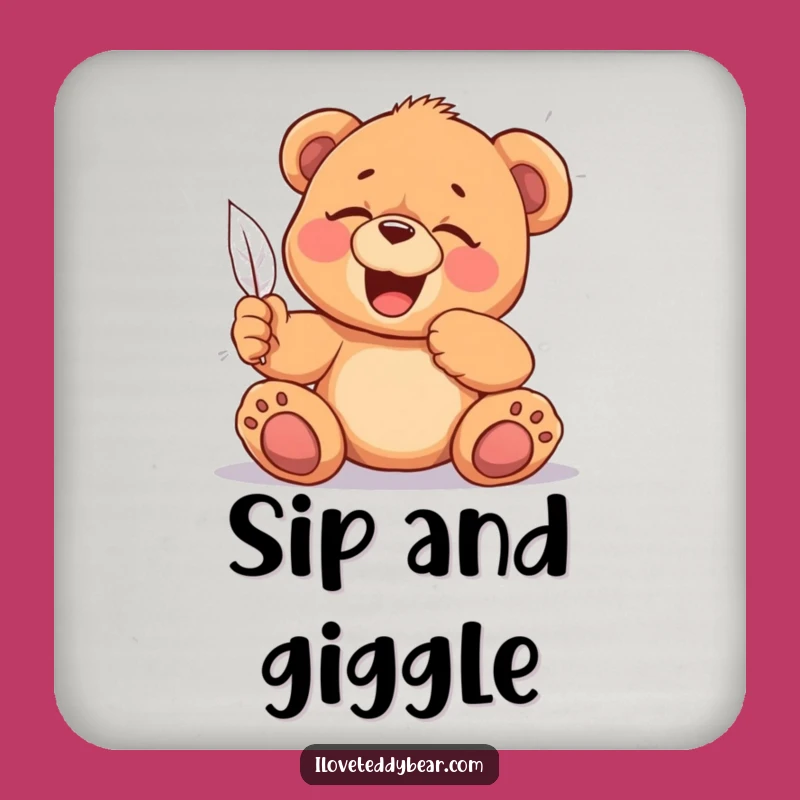 Funny Tickled Teddy Bear Drink Coasters: Protect with Giggles, Fun Funny Gift