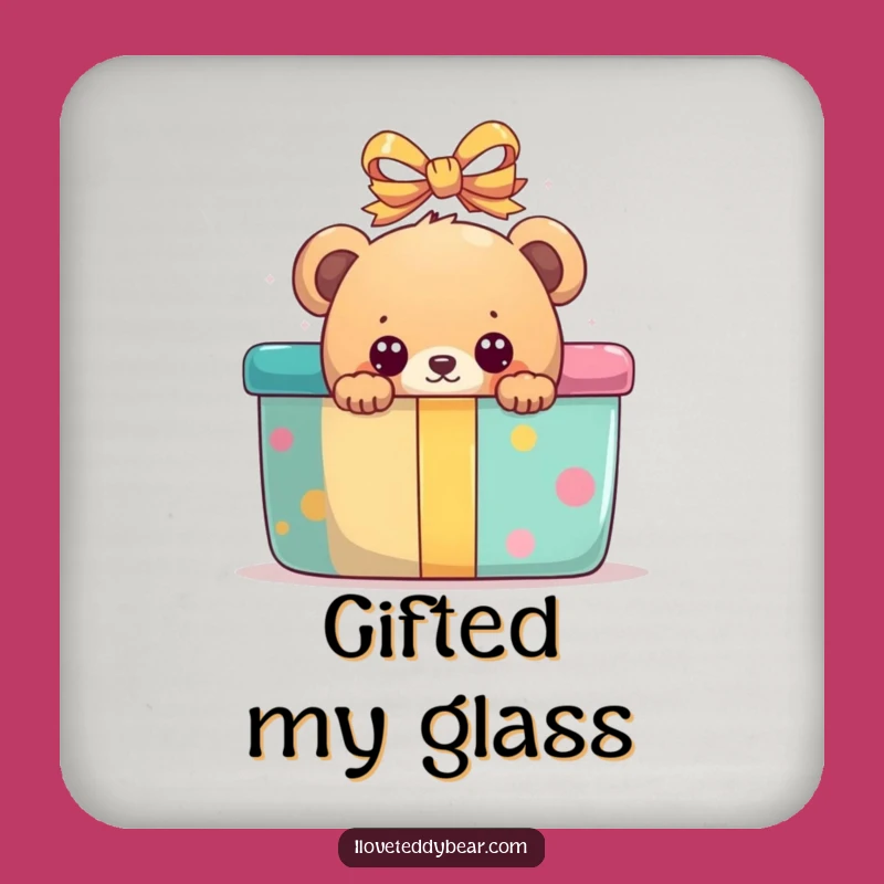 Funny Peek-a-Boo Bear Present Coaster - Protect Surfaces with Fun Gift