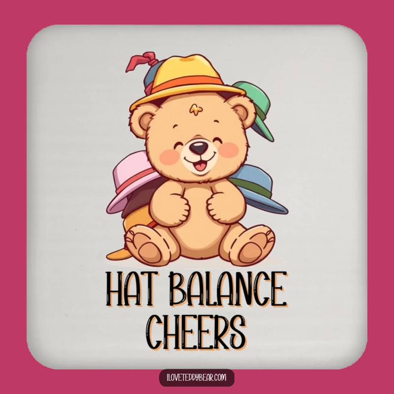 Funny Teddy Bear Hats Drink Coaster: Protect Surfaces with Fun