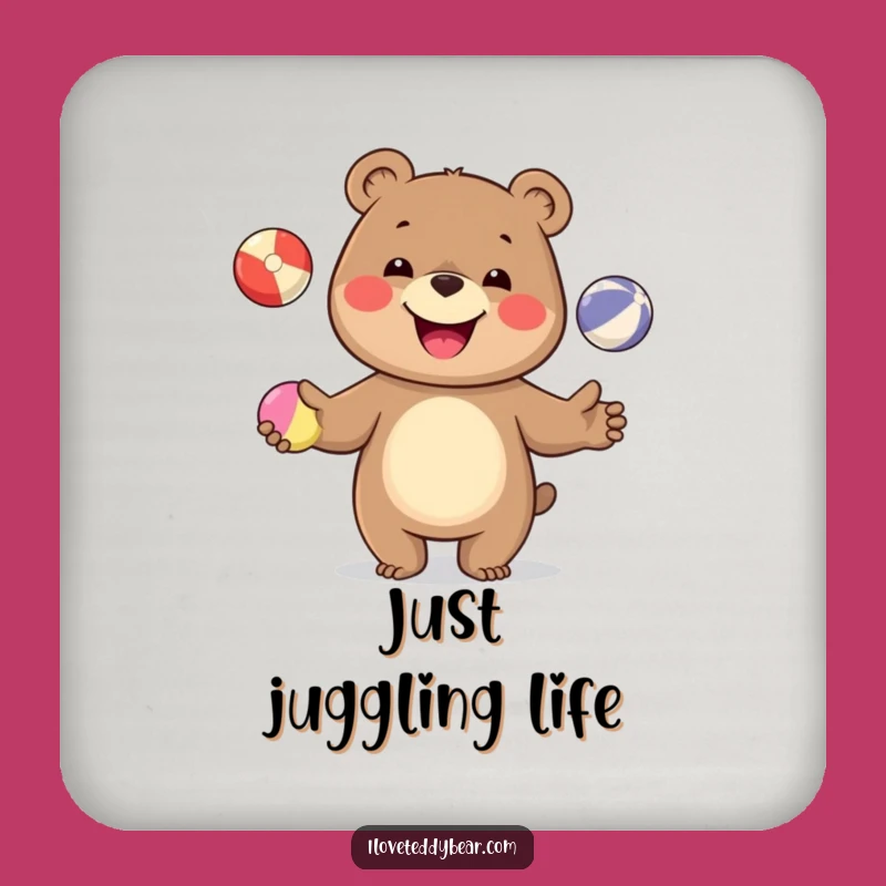 Funny Juggling Bear Coaster Set: Protect Tables with Playful, Humorous Style