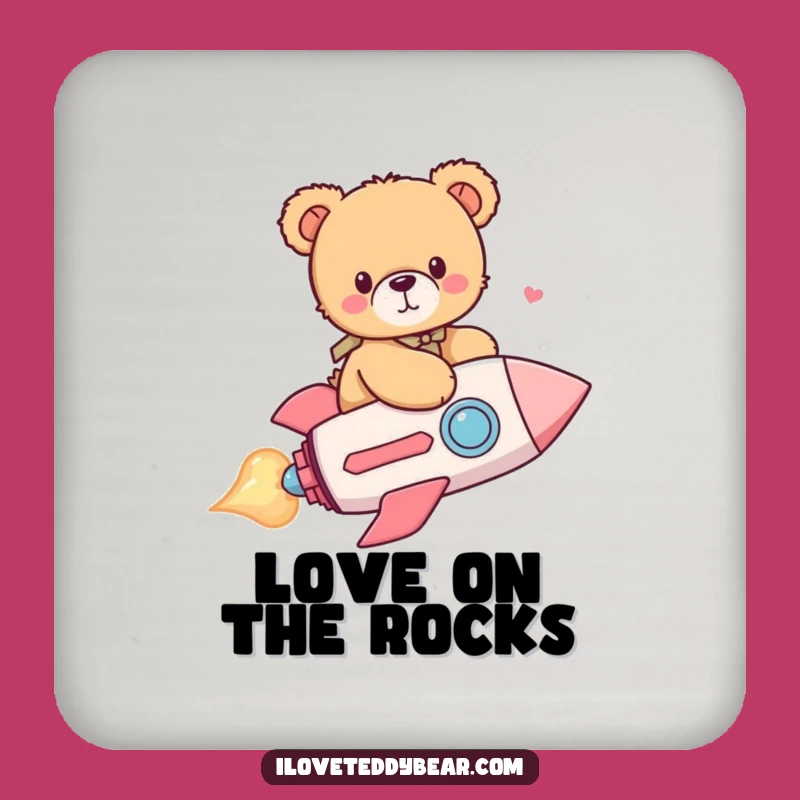 Funny Teddy Bear Heart Rocket Coaster - Protect Surfaces with Style!