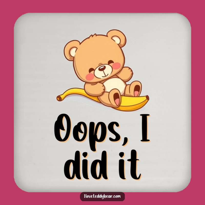 Funny Teddy Bear Banana Slip Coaster - Hilarious Protection Gift for Tables