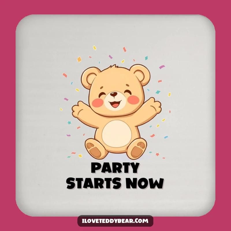 Funny Teddy Bear Confetti Coaster Set: Protect Surfaces with Fun - Gift!