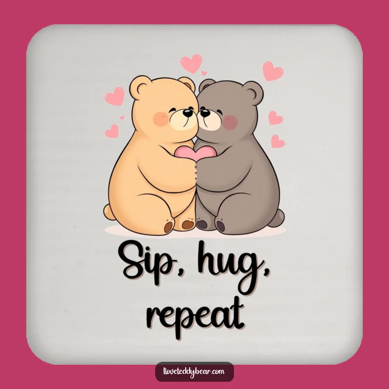 Funny Hugging Bears Coaster - Protect Surfaces with Love Gift