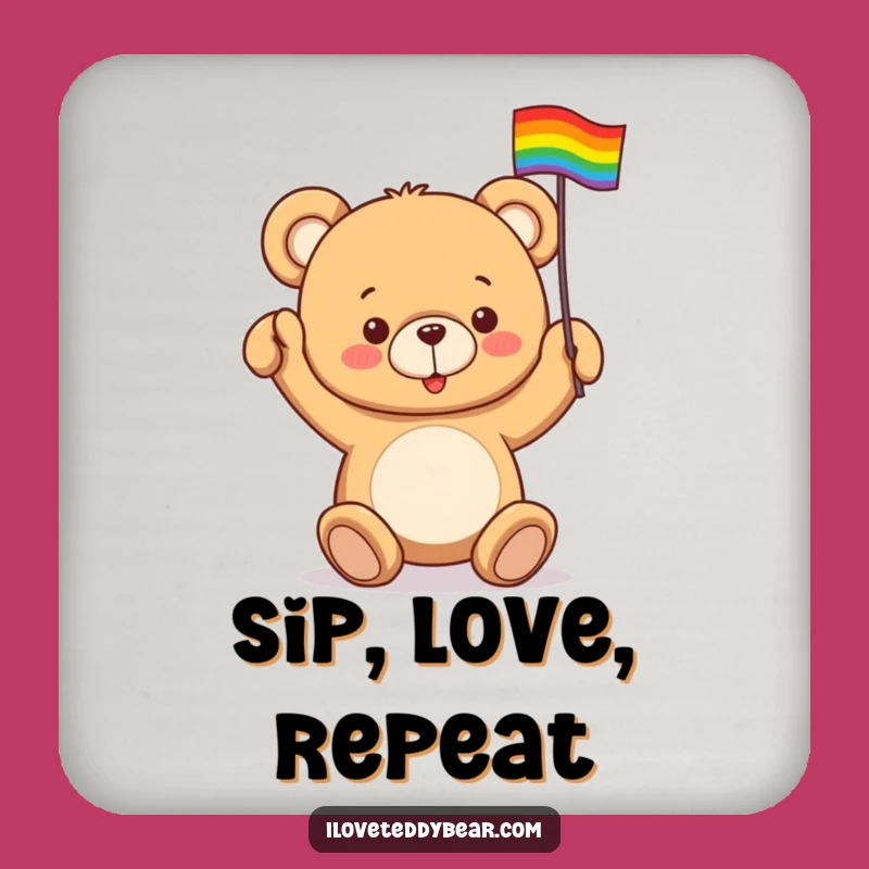 Funny Teddy Bear Rainbow Coaster: Prideful Protection for Surfaces