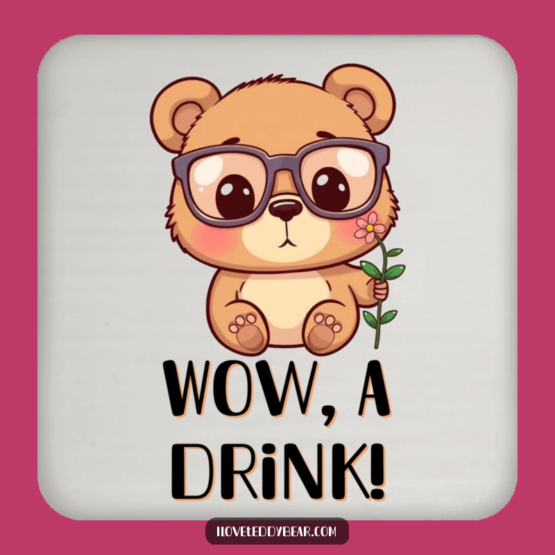 Funny Bear Glasses Flower Surprise Coaster - Protect Surfaces with Wonder Gift