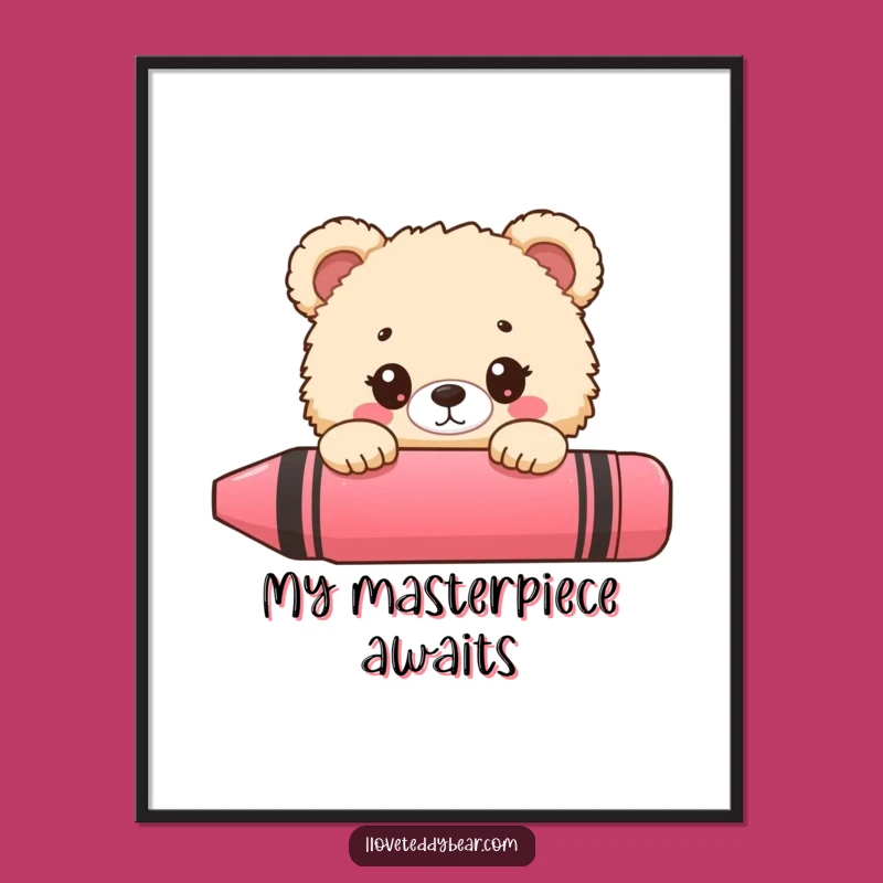Funny Bear Crayon Peek Poster - Vibrant Wall Art for Humorous Decor